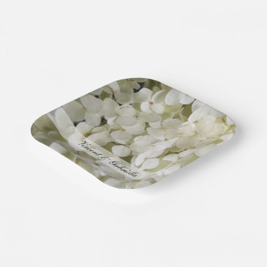 White Hydrangea Blume Hochzeit Pappteller (Gewinkelt)