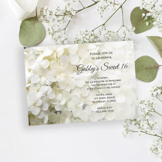 White Hydrangea Blume Sweet 16 Birthday Party Einladung