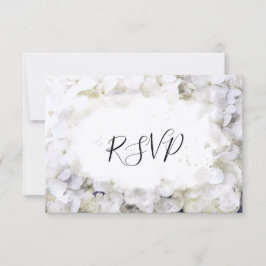 White Hydrangea Blume Wassercolor Wedding RSVP