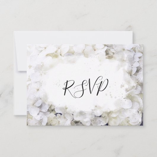 White Hydrangea Blume Wassercolor Wedding RSVP Karte (Vorderseite)