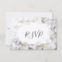 White Hydrangea Blume Wassercolor Wedding RSVP