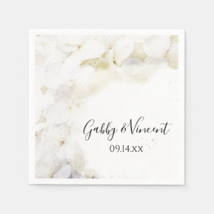White Hydrangea Blume Wasserfarbe Hochzeit Napkins Serviette