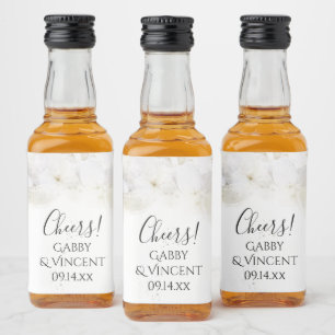 White Hydrangea Blume Wasserfarbenhochzeit Alkoholflaschenetikett