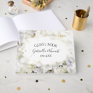 White Hydrangea Blume Wasserfarbenhochzeit Gästebuch