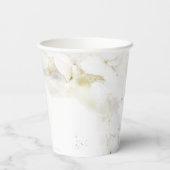 White Hydrangea Blume Wasserfarbenhochzeit Pappbecher (Rückseite)