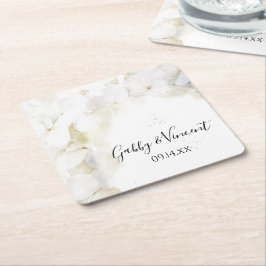 White Hydrangea Blume Wasserfarbenhochzeit Rechteckiger Pappuntersetzer