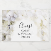 White Hydrangea Blume Wasserfarbenhochzeit Schaumweinetikett (Einzelnes Label)