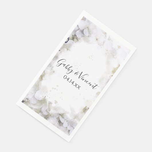 White Hydrangea Blume Wasserfarbenhochzeit Serviette (Ecke)