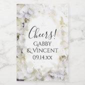 White Hydrangea Blume Wasserfarbenhochzeit Weinetikett (Einzelnes Label)