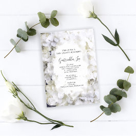 White Hydrangea Blume Watercolor Babydusche Einladung