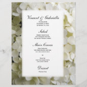 White Hydrangea Blume Wedding Menu (Vorderseite)