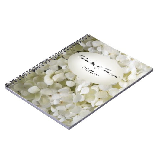 White Hydrangea Blume Wedding Notizblock (Linke Seite)