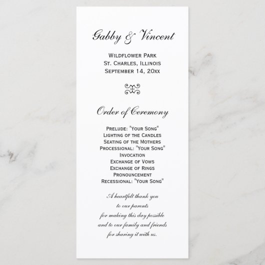 White Hydrangea Blume Wedding Program Programm (Rückseite)