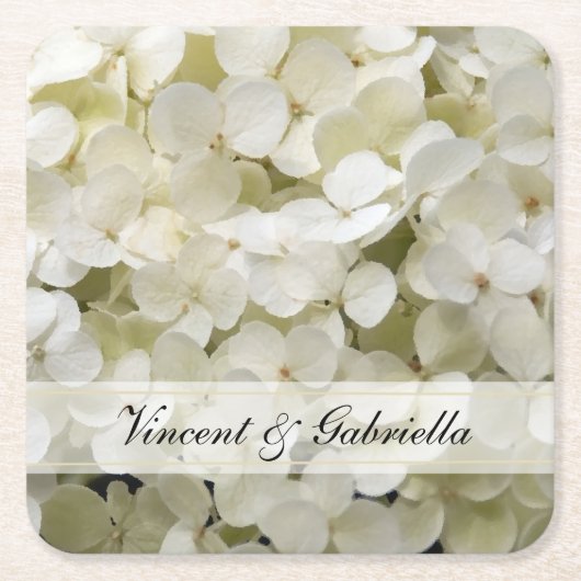 White Hydrangea Blume Wedding Rechteckiger Pappuntersetzer (Vorderseite)