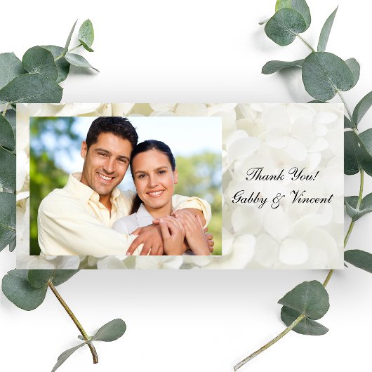 White Hydrangea Blume Wedding Vielen Dank Dankeskarte