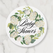 White Hydrangea Blume Wreath Baby Dusche Geschenkanhänger (Vorderseite)
