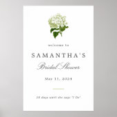 White Hydrangea Brautparty Begrüßungszeichen Poster (Vorne)