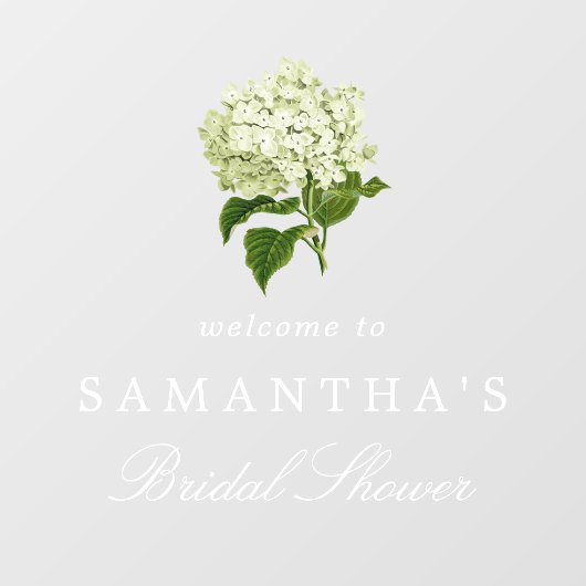 White Hydrangea Bridal Shower Welcome Fensteraufkleber (Blatt)