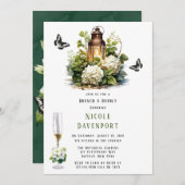 White Hydrangea Butterfly Brunch & Bubbly Einladung (Vorne/Hinten)