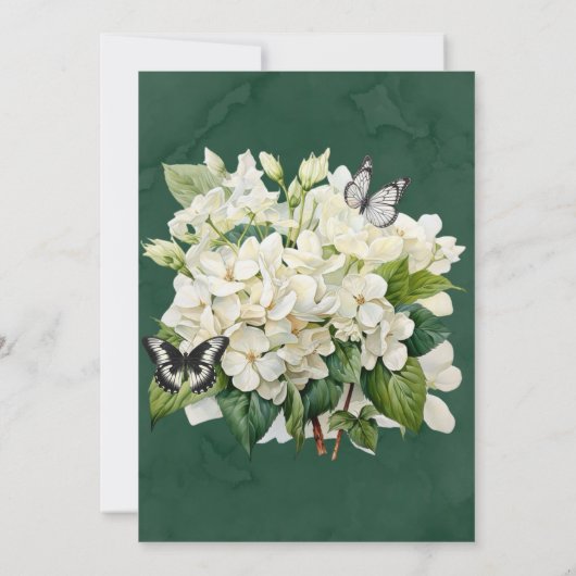 White Hydrangea Butterfly Cupcake Brautparty Einladung (Rückseite)