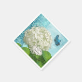 White Hydrangea Butterfly Damask Brautparty Serviette (Ecke)