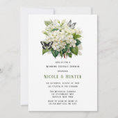 White Hydrangea Butterfly Wedding Couples Dusche Einladung (Vorderseite)