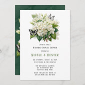 White Hydrangea Butterfly Wedding Couples Dusche Einladung (Vorne/Hinten)