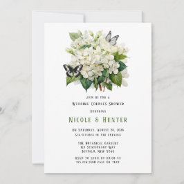White Hydrangea Butterfly Wedding Couples Dusche Einladung