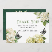 White Hydrangea Butterfly Wedding Danke Karten (Vorne/Hinten)