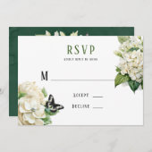 White Hydrangea Butterfly Wedding RSVP Cards Einladung (Vorne/Hinten)