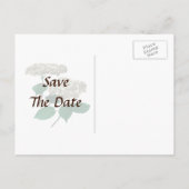 White Hydrangea Cluster Save the Date Ankündigungspostkarte (Rückseite)
