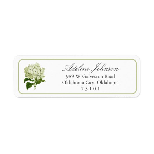 White Hydrangea Custom Return Address Label (Vorne)