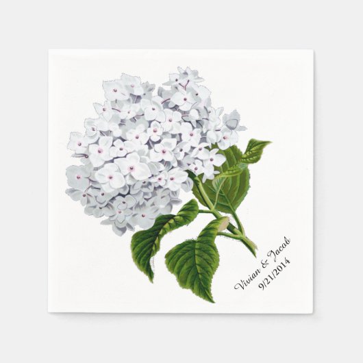 White Hydrangea Custom Wedding Napkins Serviette (Vorderseite)