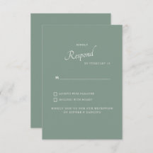 White Hydrangea Dark Sage Background Wedding RSVP