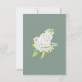 White Hydrangea Dark Sage Background Wedding RSVP Karte (Rückseite)