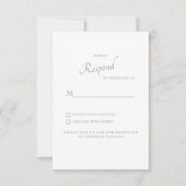 White Hydrangea Dark Sage Wedding RSVP Karte (Vorderseite)