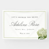 White Hydrangea Dusche der Braun Name und Datum Banner (Horizontal)