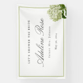 White Hydrangea Dusche der Braun Name und Datum Banner (Vertikal)