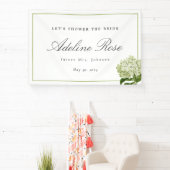 White Hydrangea Dusche der Braun Name und Datum Banner (InSitu)
