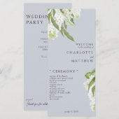 White Hydrangea Dusty Blue Wedding Program Menükarte (Vorne/Hinten)