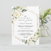 White Hydrangea | Einladung von White Floral Weddi (Stehend Vorderseite)