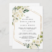 White Hydrangea | Einladung von White Floral Weddi (Vorne/Hinten)