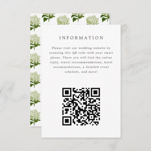 White Hydrangea Einladungskarte für Hochzeiten Einladung (Vorne/Hinten)