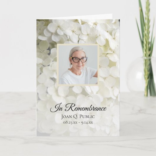 White Hydrangea Floral Beerdigung Service geklappt Programm (Vorderseite)