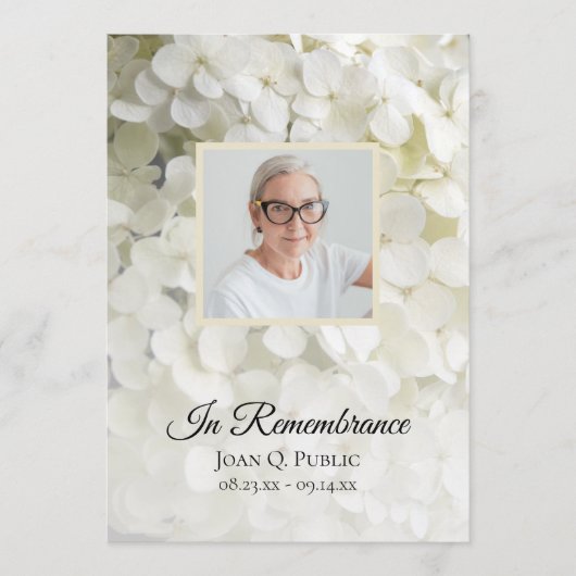 White Hydrangea Floral Beerdigung Service Programm (Vorderseite)