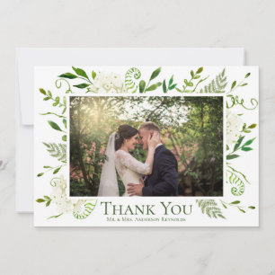 White Hydrangea Floral Foto Flat Wedding Dankeskarte