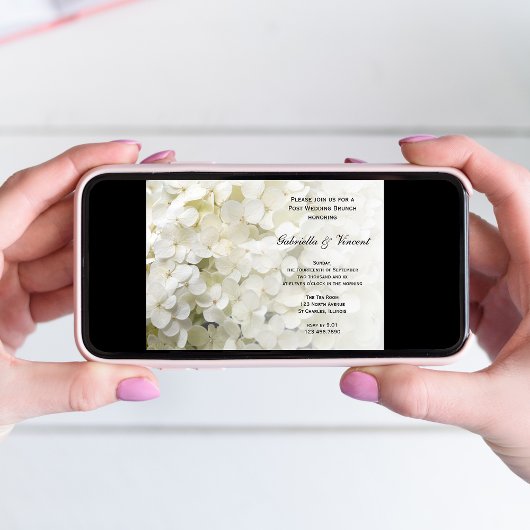 White Hydrangea Floral Post Wedding Brunch Einladung
