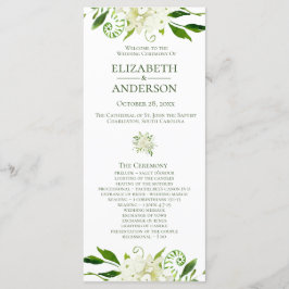 White Hydrangea Floral Watercolor Hochzeitsprogram Programm