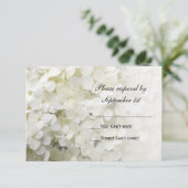 White Hydrangea Floral Wedding RSVP Response Card Karte (Stehend Vorderseite)