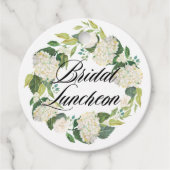 White Hydrangea Floral Wreath Bridal Luncheon Geschenkanhänger (Vorderseite)